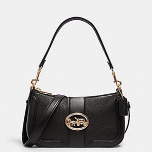 Coach Black Georgie Shoulder Bag Pebbled Leather